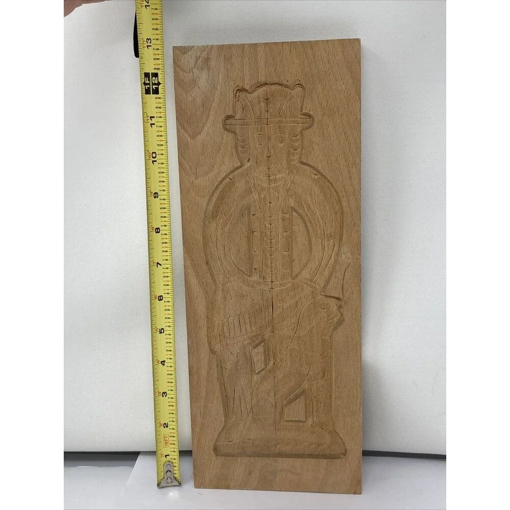 WOOD MOLD Cookie Speculaas Springerle Wooden Hand Caraved Man Primitive